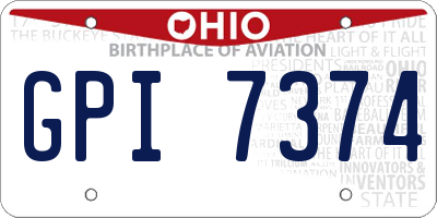 OH license plate GPI7374