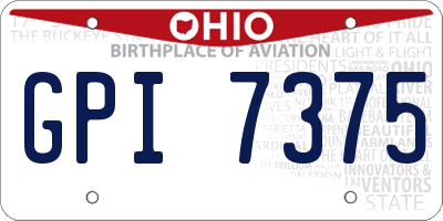 OH license plate GPI7375