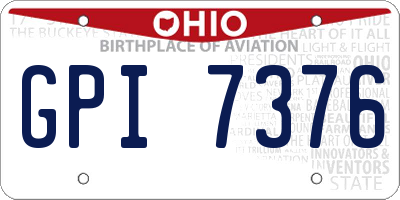 OH license plate GPI7376