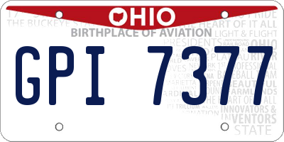 OH license plate GPI7377