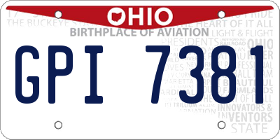 OH license plate GPI7381
