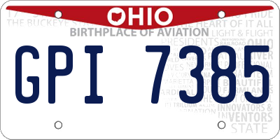 OH license plate GPI7385