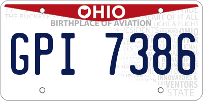 OH license plate GPI7386
