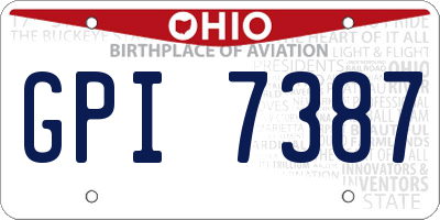 OH license plate GPI7387