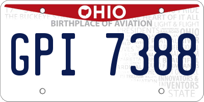 OH license plate GPI7388