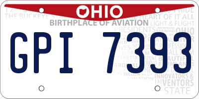 OH license plate GPI7393