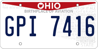 OH license plate GPI7416