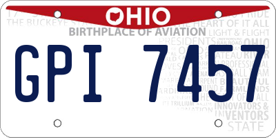 OH license plate GPI7457