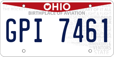 OH license plate GPI7461