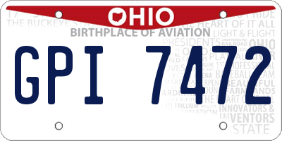 OH license plate GPI7472