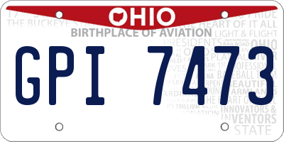 OH license plate GPI7473