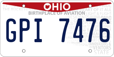 OH license plate GPI7476