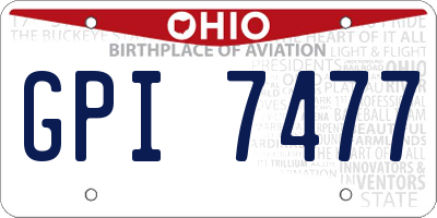 OH license plate GPI7477