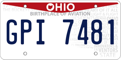 OH license plate GPI7481