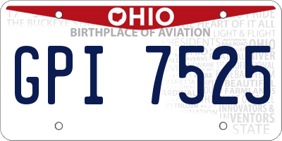 OH license plate GPI7525