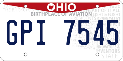 OH license plate GPI7545