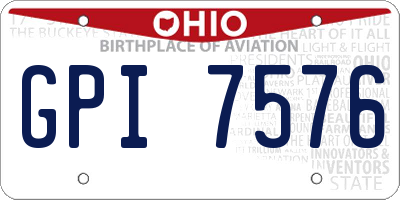 OH license plate GPI7576
