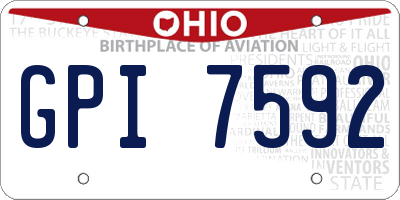 OH license plate GPI7592