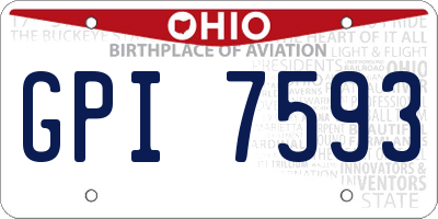 OH license plate GPI7593