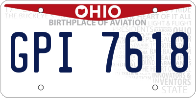 OH license plate GPI7618