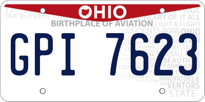 OH license plate GPI7623