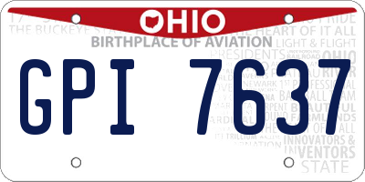 OH license plate GPI7637