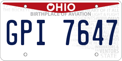 OH license plate GPI7647