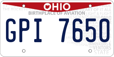 OH license plate GPI7650