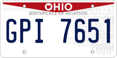 OH license plate GPI7651
