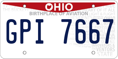 OH license plate GPI7667