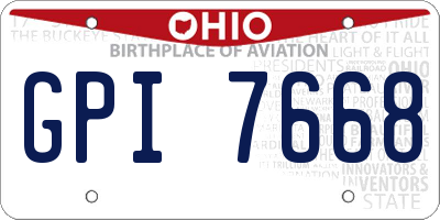 OH license plate GPI7668