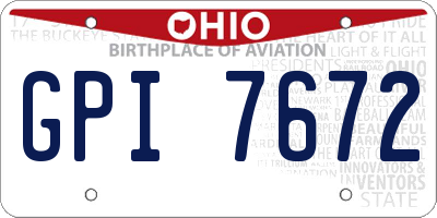 OH license plate GPI7672