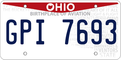 OH license plate GPI7693