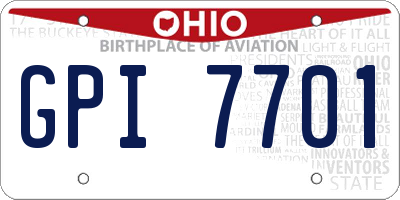 OH license plate GPI7701