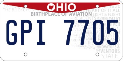 OH license plate GPI7705