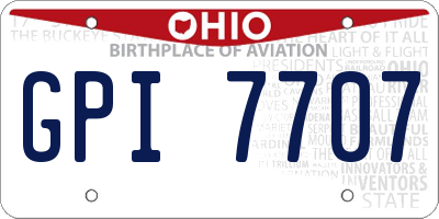 OH license plate GPI7707