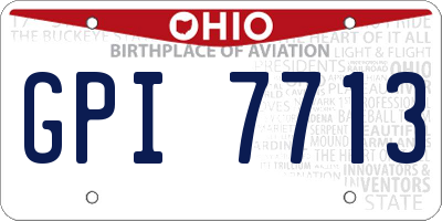 OH license plate GPI7713