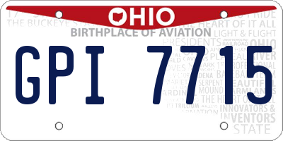 OH license plate GPI7715