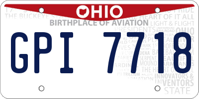 OH license plate GPI7718