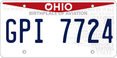 OH license plate GPI7724