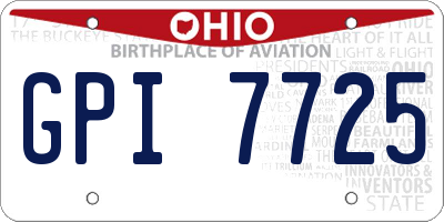 OH license plate GPI7725