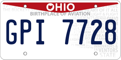 OH license plate GPI7728