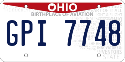 OH license plate GPI7748