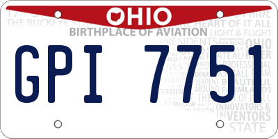 OH license plate GPI7751