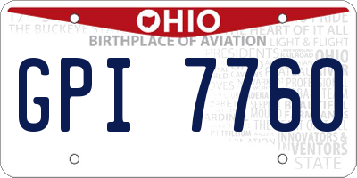 OH license plate GPI7760