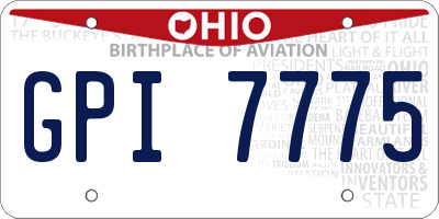 OH license plate GPI7775