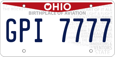 OH license plate GPI7777