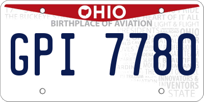 OH license plate GPI7780