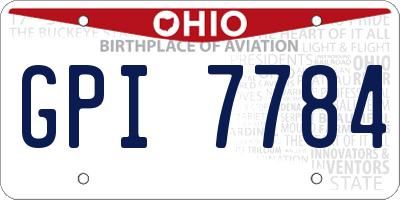 OH license plate GPI7784