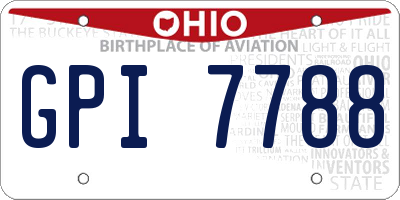 OH license plate GPI7788